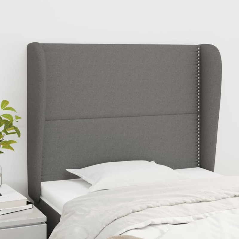vidaXL Kopfteil mit Ohren Dunkelgrau 83x23x118/128 cm Stoff vidaXL Kopfteil mit Ohren Dunkelgrau 83x23x118/128 cm Stoff