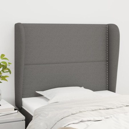 vidaXL Kopfteil mit Ohren Dunkelgrau 83x23x118/128 cm Stoff