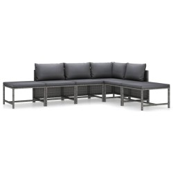 vidaXL 6-tlg. Garten-Lounge-Set mit Kissen Poly Rattan Grau