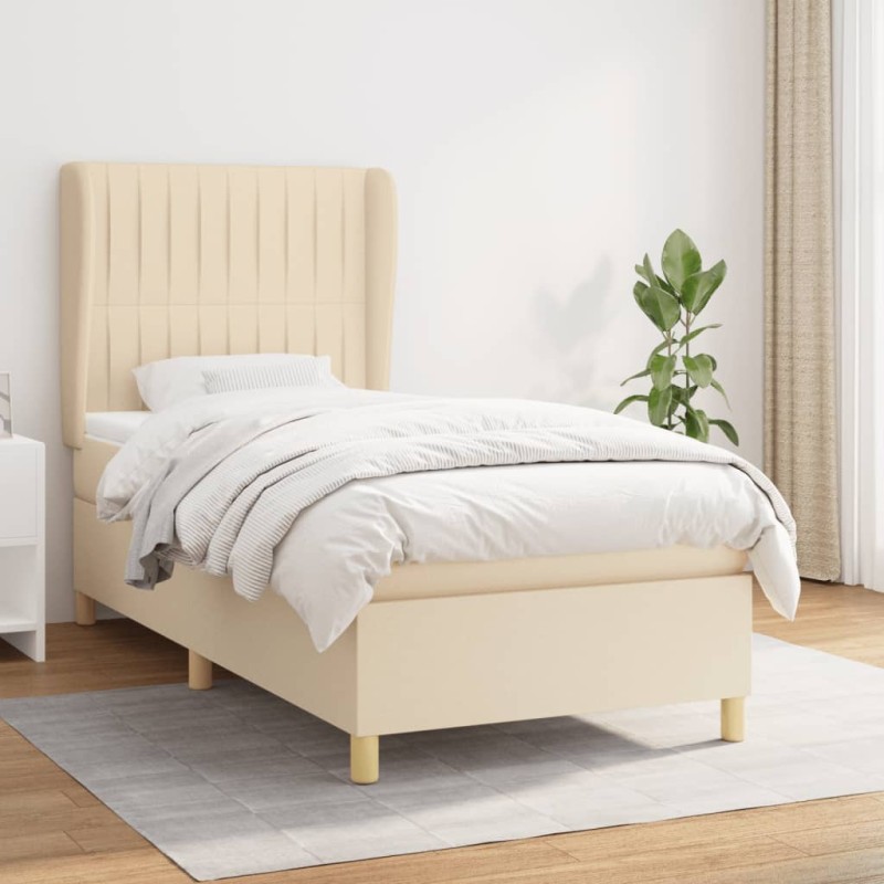 vidaXL Boxspringbett mit Matratze Creme 80x200 cm Stoff vidaXL Boxspringbett mit Matratze Creme 80x200 cm Stoff