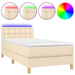vidaXL Boxspringbett mit Matratze & LED Creme 80x200 cm Stoff