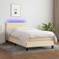 vidaXL Boxspringbett mit Matratze & LED Creme 80x200 cm Stoff vidaXL Boxspringbett mit Matratze & LED Creme 80x200 cm Stoff