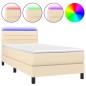 vidaXL Boxspringbett mit Matratze & LED Creme 80x200 cm Stoff vidaXL Boxspringbett mit Matratze & LED Creme 80x200 cm Stoff