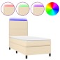vidaXL Boxspringbett mit Matratze & LED Creme 90x200 cm Stoff vidaXL Boxspringbett mit Matratze & LED Creme 90x200 cm Stoff