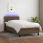 vidaXL Boxspringbett mit Matratze & LED Dunkelbraun 100x200 cm Stoff vidaXL Boxspringbett mit Matratze & LED Dunkelbraun 100x200 cm Stoff