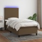 vidaXL Boxspringbett mit Matratze & LED Dunkelbraun 100x200 cm Stoff vidaXL Boxspringbett mit Matratze & LED Dunkelbraun 100x200 cm Stoff