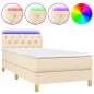 vidaXL Boxspringbett mit Matratze & LED Creme 80x200 cm Stoff vidaXL Boxspringbett mit Matratze & LED Creme 80x200 cm Stoff