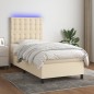 vidaXL Boxspringbett mit Matratze & LED Creme 80x200 cm Stoff vidaXL Boxspringbett mit Matratze & LED Creme 80x200 cm Stoff