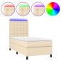 vidaXL Boxspringbett mit Matratze & LED Creme 80x200 cm Stoff vidaXL Boxspringbett mit Matratze & LED Creme 80x200 cm Stoff