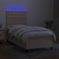 vidaXL Boxspringbett mit Matratze & LED Creme 80x200 cm Stoff vidaXL Boxspringbett mit Matratze & LED Creme 80x200 cm Stoff