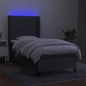 vidaXL Boxspringbett mit Matratze & LED Dunkelgrau 80x200 cm Stoff vidaXL Boxspringbett mit Matratze & LED Dunkelgrau 80x200 cm Stoff