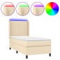 vidaXL Boxspringbett mit Matratze & LED Creme 80x200 cm Stoff vidaXL Boxspringbett mit Matratze & LED Creme 80x200 cm Stoff