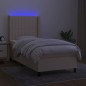 vidaXL Boxspringbett mit Matratze & LED Creme 80x200 cm Stoff vidaXL Boxspringbett mit Matratze & LED Creme 80x200 cm Stoff