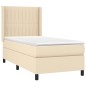 vidaXL Boxspringbett mit Matratze & LED Creme 80x200 cm Stoff vidaXL Boxspringbett mit Matratze & LED Creme 80x200 cm Stoff