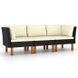 vidaXL 3-Sitzer-Gartensofa mit Kissen Schwarz Poly Rattan vidaXL 3-Sitzer-Gartensofa mit Kissen Schwarz Poly Rattan