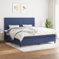 vidaXL Boxspringbett mit Matratze Blau 200x200 cm Stoff vidaXL Boxspringbett mit Matratze Blau 200x200 cm Stoff