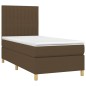 vidaXL Boxspringbett mit Matratze Dunkelbraun 100x200 cm Stoff vidaXL Boxspringbett mit Matratze Dunkelbraun 100x200 cm Stoff
