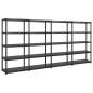 Lagerregal mit 5 Böden Schwarz 340x40x185 cm Kunststoff Lagerregal mit 5 Böden Schwarz 340x40x185 cm Kunststoff