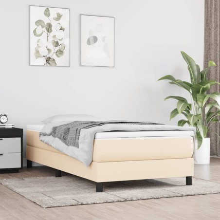 vidaXL Boxspringbett mit Matratze Creme 80x200 cm Stoff