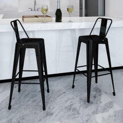 vidaXL Barhocker 2 Stk. Schwarz Stahl 