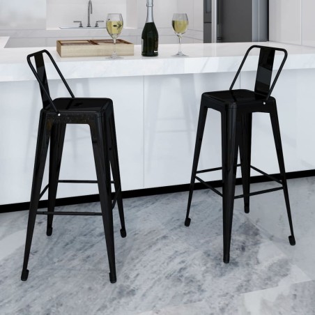 vidaXL Barhocker 2 Stk. Schwarz Stahl 