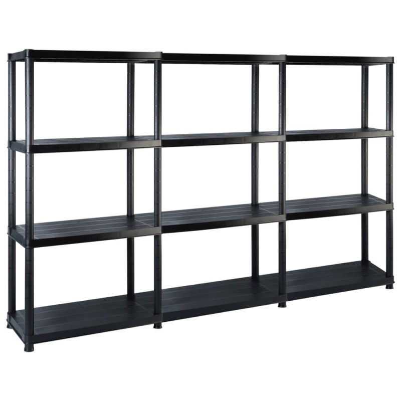 vidaXL Lagerregal mit 4 Böden Schwarz 183x30,5x130 cm Kunststoff vidaXL Lagerregal mit 4 Böden Schwarz 183x30,5x130 cm Kunststoff