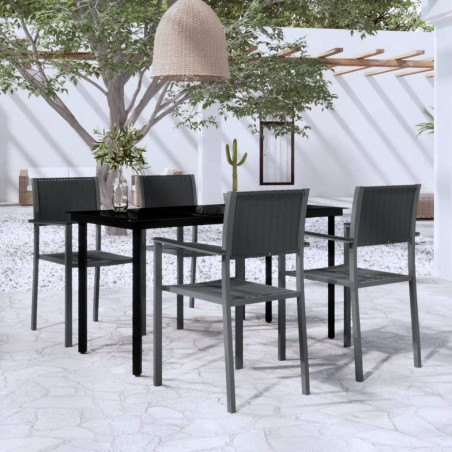 vidaXL 5-tlg. Garten-Essgruppe Schwarz