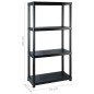 vidaXL Lagerregal mit 4 Böden Schwarz 183x30,5x130 cm Kunststoff vidaXL Lagerregal mit 4 Böden Schwarz 183x30,5x130 cm Kunststoff