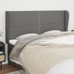 vidaXL Kopfteil mit Ohren Dunkelgrau 163x23x118/128 cm Stoff