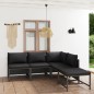 5-tlg. Garten-Lounge-Set mit Kissen Poly Rattan Grau 5-tlg. Garten-Lounge-Set mit Kissen Poly Rattan Grau