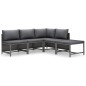 5-tlg. Garten-Lounge-Set mit Kissen Poly Rattan Grau 5-tlg. Garten-Lounge-Set mit Kissen Poly Rattan Grau