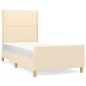 vidaXL Bettgestell mit Kopfteil Creme 90x190 cm Stoff vidaXL Bettgestell mit Kopfteil Creme 90x190 cm Stoff