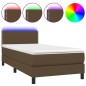 vidaXL Boxspringbett mit Matratze & LED Dunkelbraun 100x200 cm Stoff vidaXL Boxspringbett mit Matratze & LED Dunkelbraun 100x200 cm Stoff
