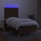 vidaXL Boxspringbett mit Matratze & LED Dunkelbraun 100x200 cm Stoff vidaXL Boxspringbett mit Matratze & LED Dunkelbraun 100x200 cm Stoff