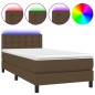 vidaXL Boxspringbett mit Matratze & LED Dunkelbraun 100x200 cm Stoff vidaXL Boxspringbett mit Matratze & LED Dunkelbraun 100x200 cm Stoff