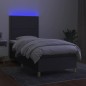 vidaXL Boxspringbett mit Matratze & LED Dunkelgrau 80x200 cm Stoff vidaXL Boxspringbett mit Matratze & LED Dunkelgrau 80x200 cm Stoff