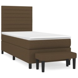 vidaXL Boxspringbett mit Matratze Dunkelbraun 100x200 cm Stoff