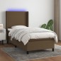 vidaXL Boxspringbett mit Matratze & LED Dunkelbraun 100x200 cm Stoff vidaXL Boxspringbett mit Matratze & LED Dunkelbraun 100x200 cm Stoff