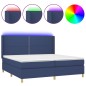 vidaXL Boxspringbett mit Matratze & LED Blau 200x200 cm Stoff vidaXL Boxspringbett mit Matratze & LED Blau 200x200 cm Stoff