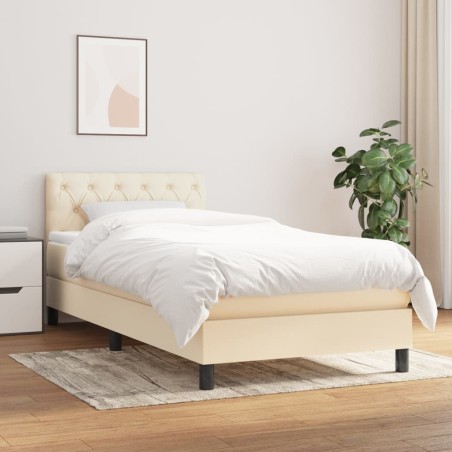vidaXL Boxspringbett mit Matratze Creme 80x200 cm Stoff 