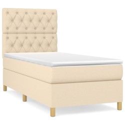 vidaXL Boxspringbett mit Matratze Creme 80x200 cm Stoff
