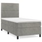 vidaXL Boxspringbett mit Matratze Hellgrau 80x200 cm Samt vidaXL Boxspringbett mit Matratze Hellgrau 80x200 cm Samt