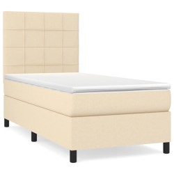 vidaXL Boxspringbett mit Matratze Creme 80x200 cm Stoff