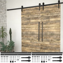 vidaXL Schiebetür-Beschlagsätze 2 Stk. 200 cm Stahl Schwarz