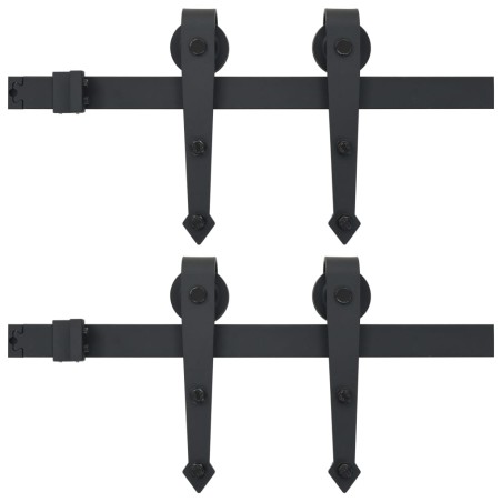 vidaXL Schiebetür-Beschlagsätze 2 Stk. 200 cm Stahl Schwarz