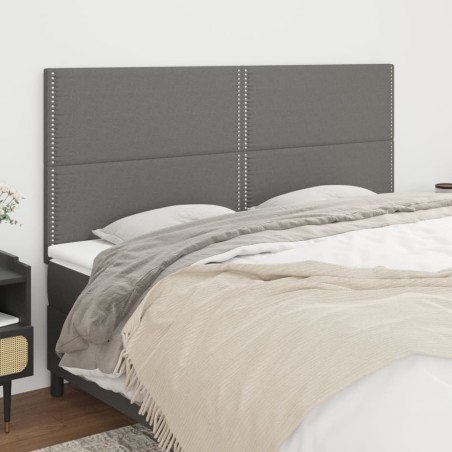 vidaXL Kopfteile 4 Stk. Dunkelgrau 80x5x78/88 cm Stoff