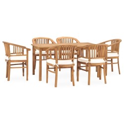 vidaXL 7-tlg. Garten-Essgruppe mit Kissen Massivholz Teak
