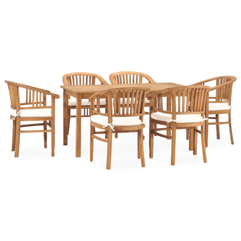 vidaXL 7-tlg. Garten-Essgruppe mit Kissen Massivholz Teak vidaXL 7-tlg. Garten-Essgruppe mit Kissen Massivholz Teak
