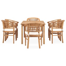 vidaXL 7-tlg. Garten-Essgruppe mit Kissen Massivholz Teak