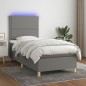 vidaXL Boxspringbett mit Matratze & LED Dunkelgrau 90x190 cm Stoff vidaXL Boxspringbett mit Matratze & LED Dunkelgrau 90x190 cm Stoff